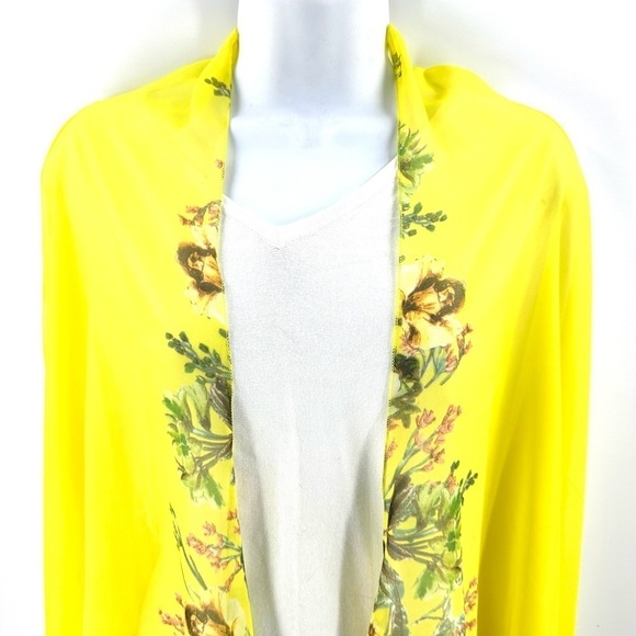 Boho Floral Sheer Tunic Poncho Long Sleeveless Kimono Vest Coverup One Size - Picture 2 of 8